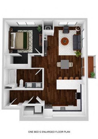 Lyric 1 Bed 1 Bath Floor Plan at The Aurilla, Cottage Grove, 55016